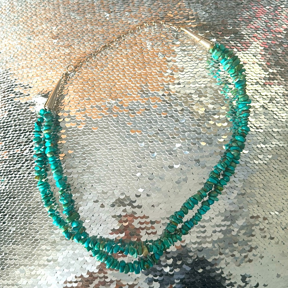 CAROLYN POLLACK TWO STRAND TURQUOISE NECKLACE